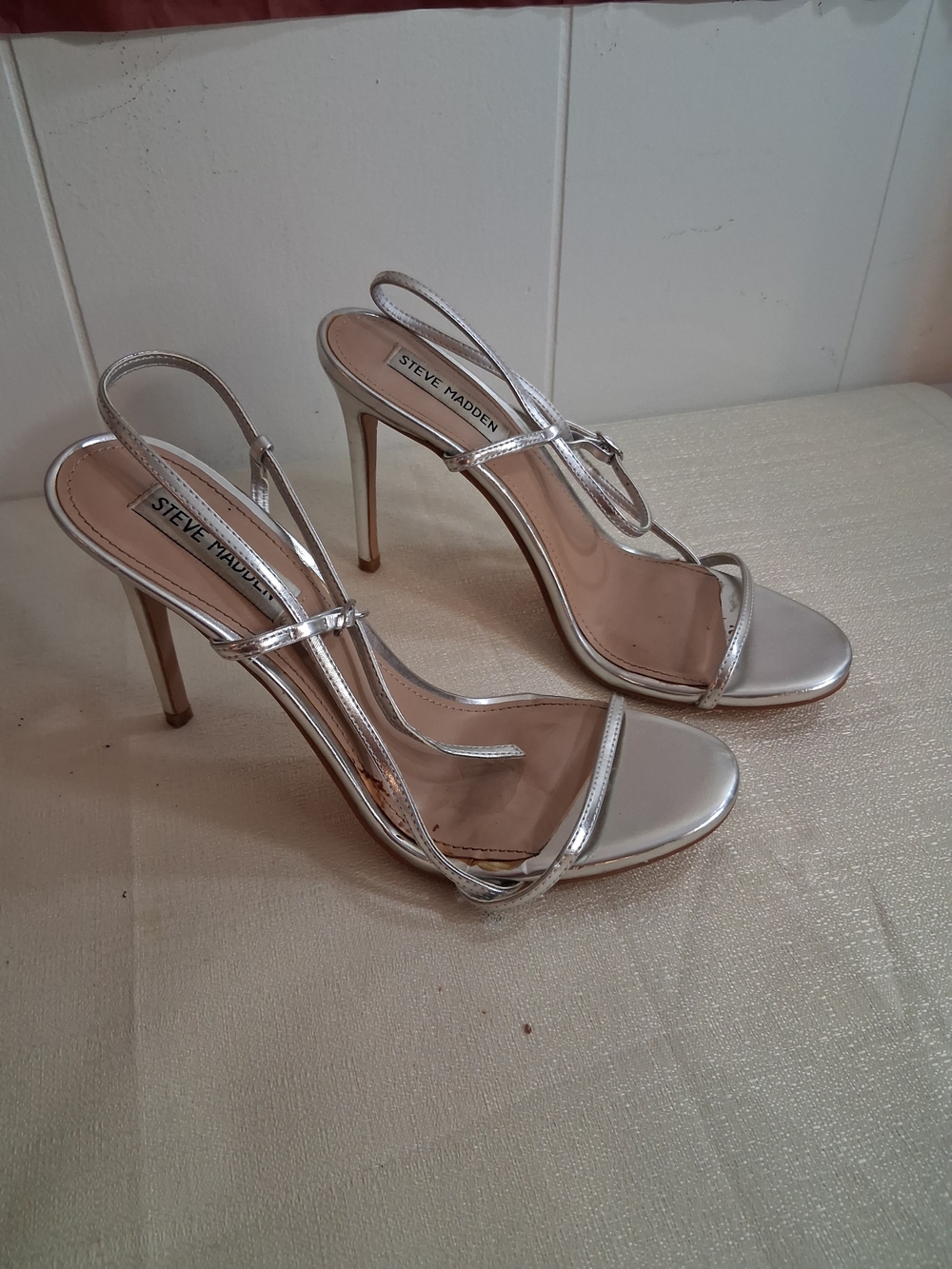 Steve Madden Silver Strappy High Heel Sandals